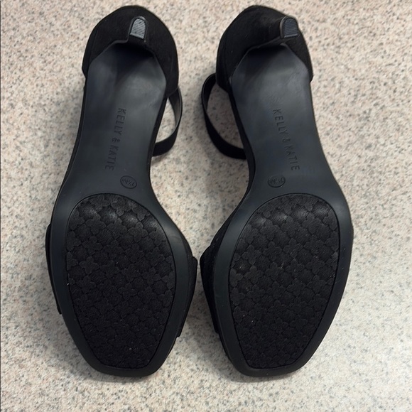 Kelly & Katie Black Suede Heels with Ankle Strap - Picture 5 of 7